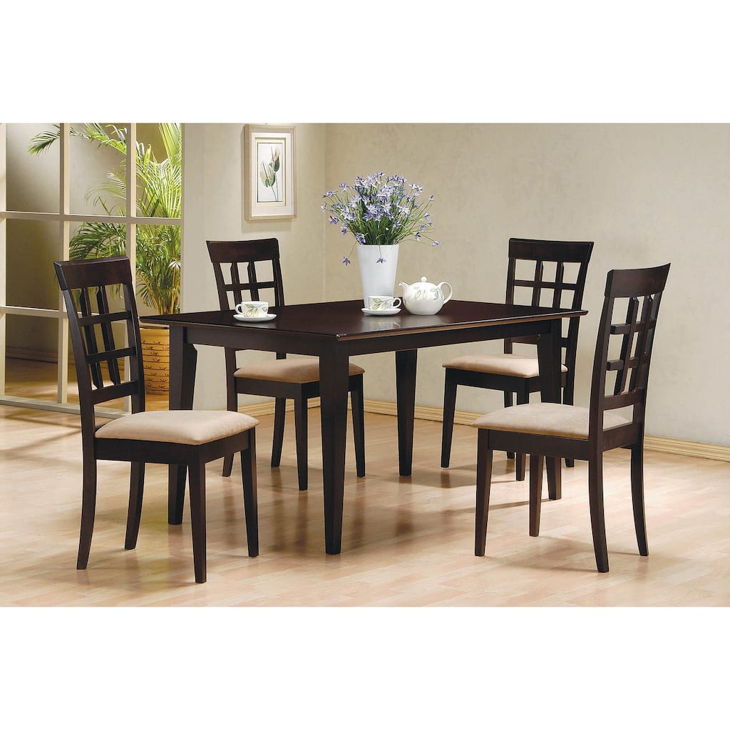 Henin Cappuccino and Beige 5-piece Dining Set with Lattice Back Chairs