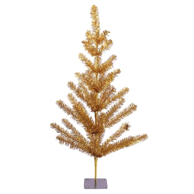 3' Medium Gold Tinsel Twig Artificial Christmas Tree, Unlit - 3 Foot