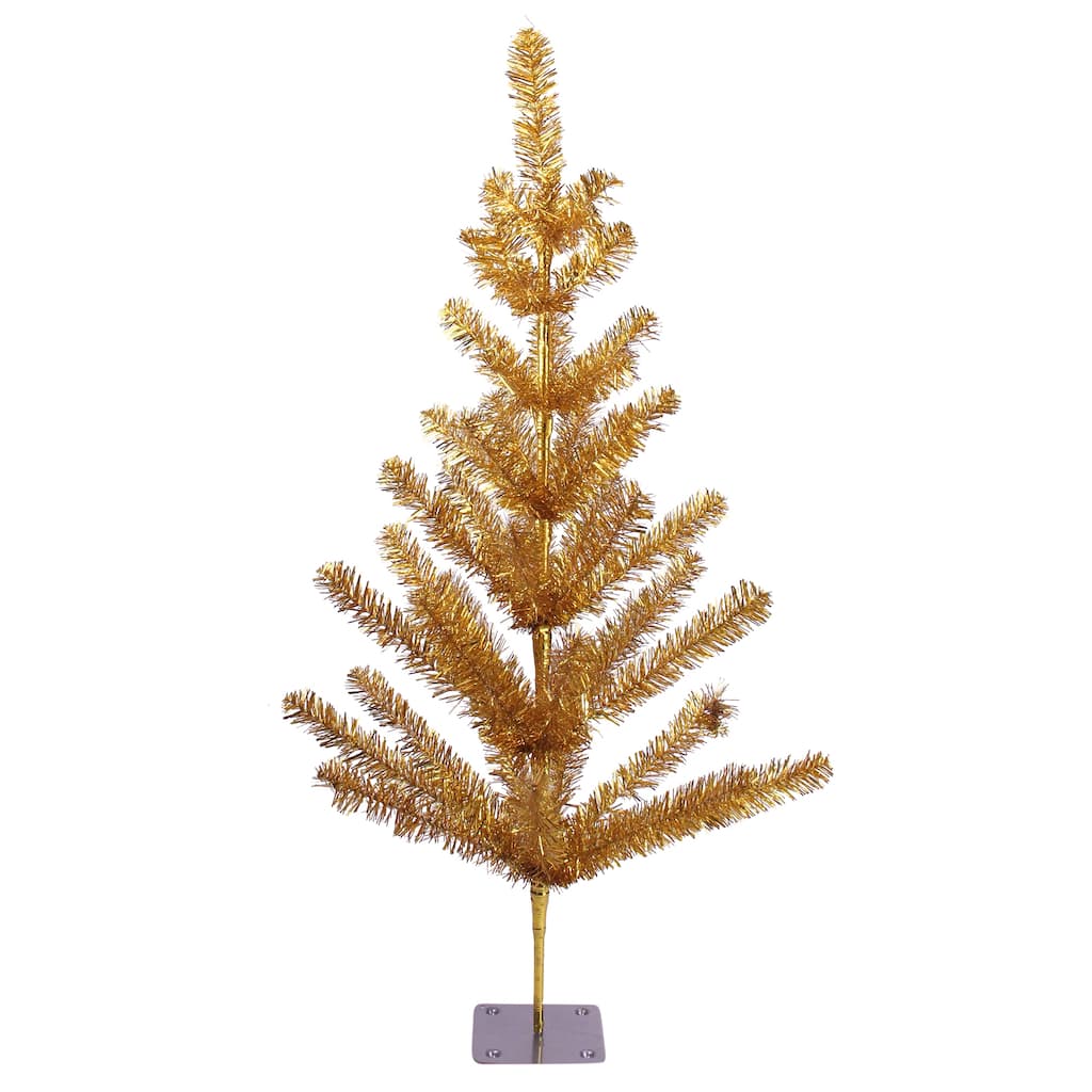 3' Medium Gold Tinsel Twig Artificial Christmas Tree, Unlit - 3 Foot