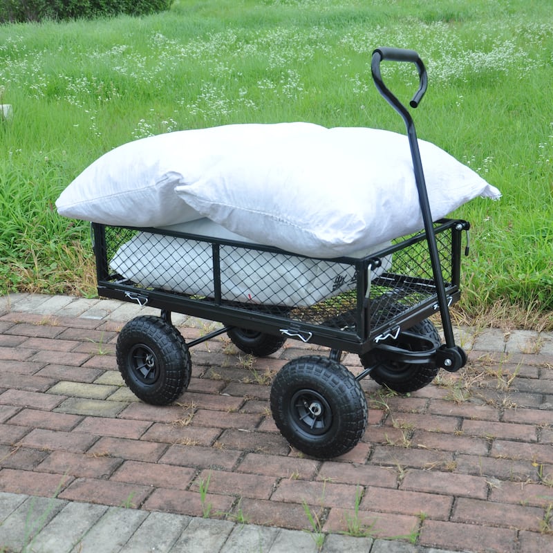 Wagon Cart Garden Trucks TC1840BKG - Sturdy and Convenient, Ideal for Transporting Firewood