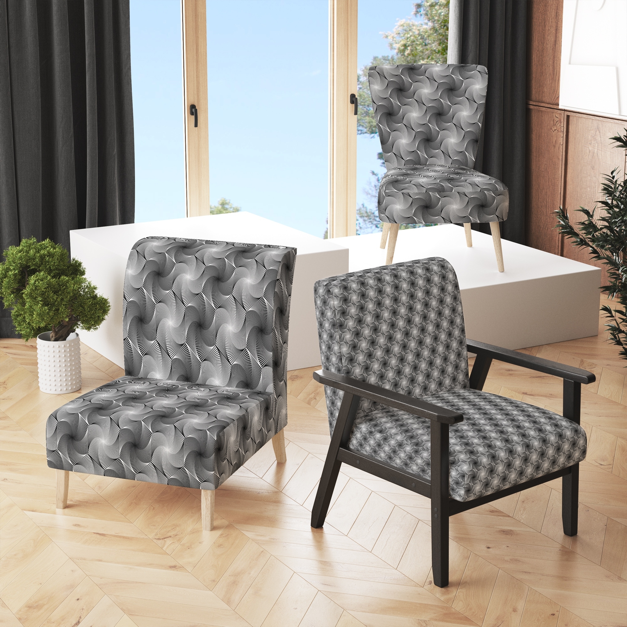 Furniture Room Essentials Double Hexagon Chair Gray Carmen Grey