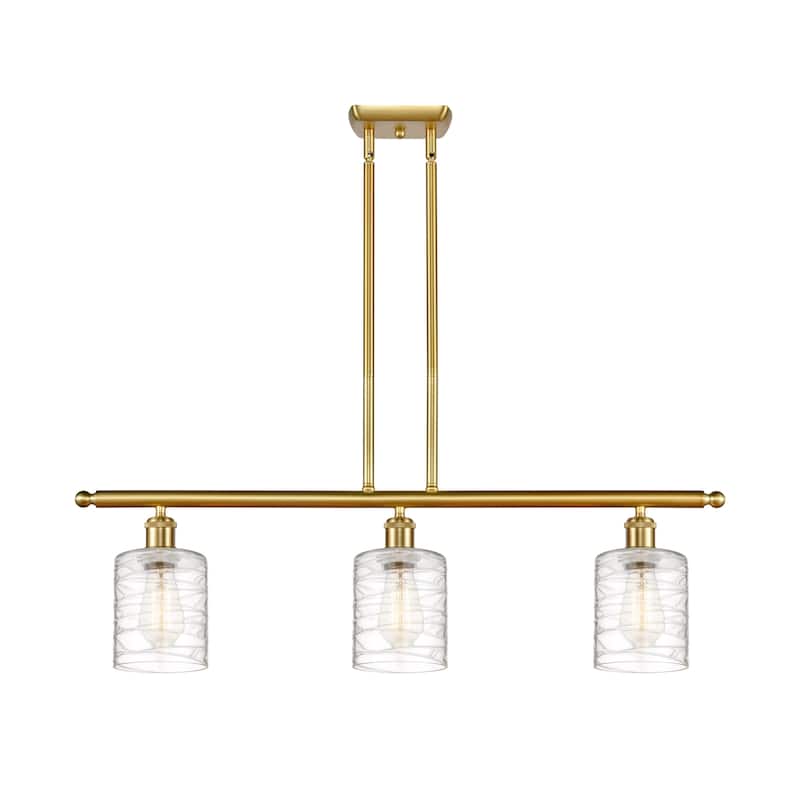 Innovations Lighting 516-3I-10-36 Cobbleskill Linear Cobbleskill 3 - Satin Gold / Deco Swirl