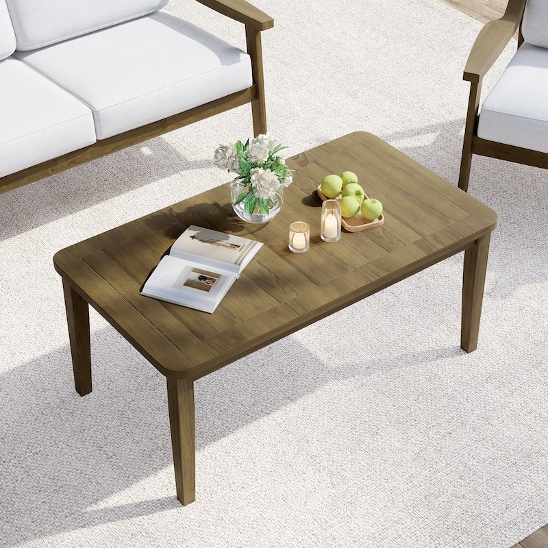 Outdoor Patio Wood Teak Rectangular Coffee Table