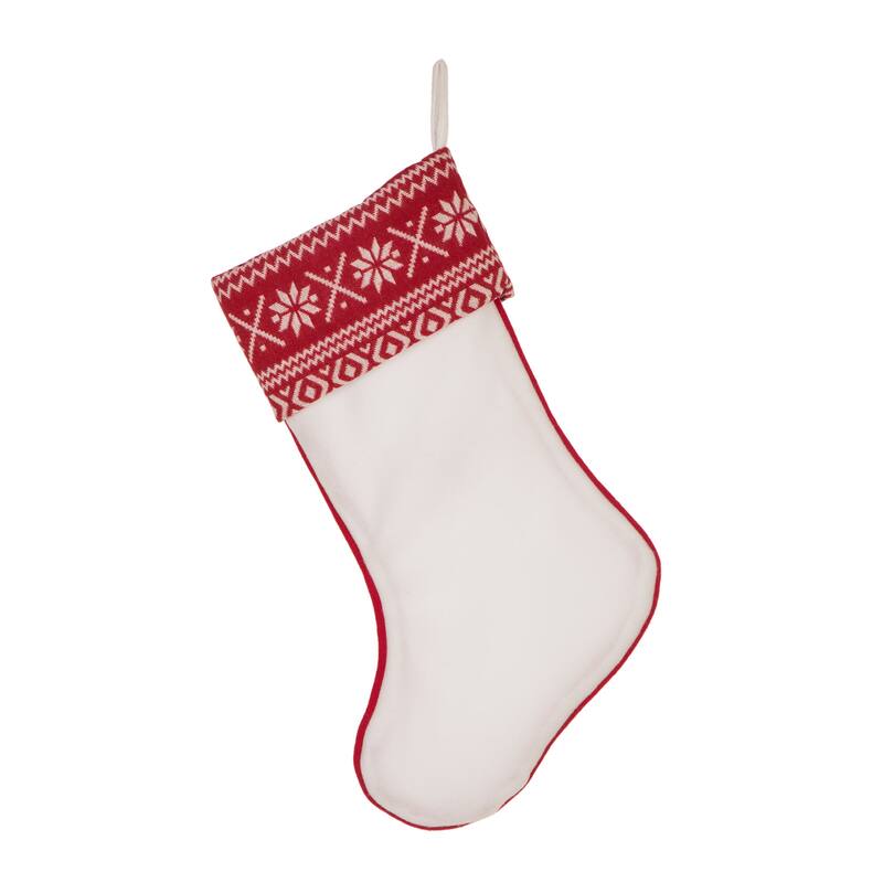 Glitzhome 21"L Embroidered Linen Red Truck Dachshund Christmas Stocking