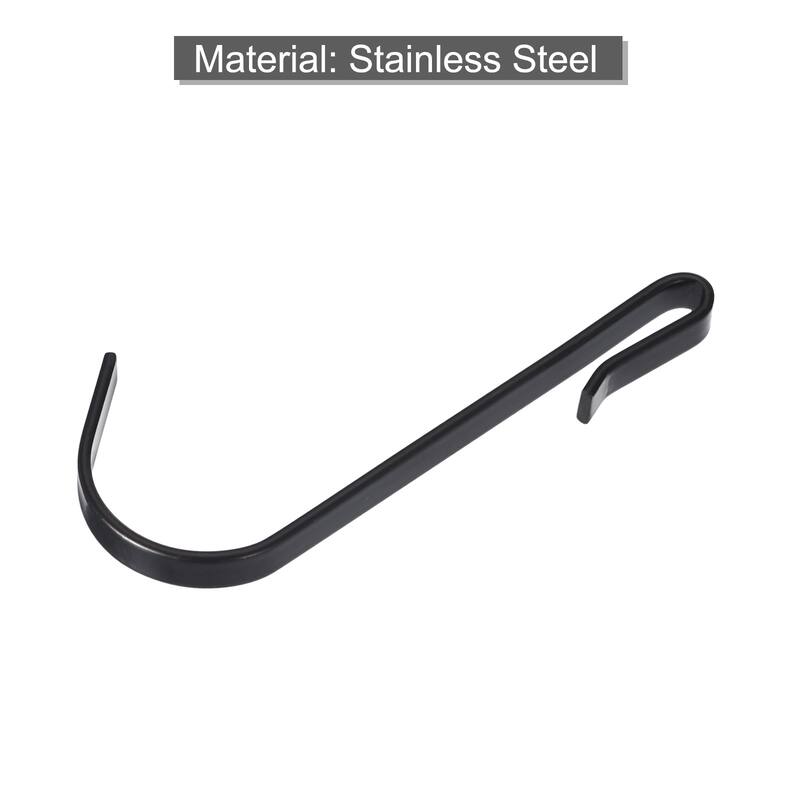 10pcs Stainless Steel J Shaped Hooks, Clip-on Hook Wire Rack Hook Black