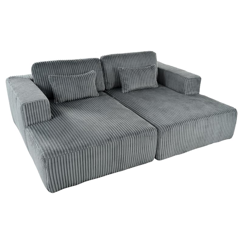 Corduroy Double Sofa Bed Sectional Couch with 2 Pillows,.Upholstered Corner Chaise 2 Seat Modern Sofa Lounge Couches