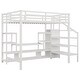 preview thumbnail 23 of 26, Full Size High Metal Loft Bed Frame with Entertainment TV Stand, Shelves, LED Light Strip, Charging Station, Staircase Wardrobe