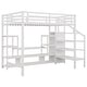 preview thumbnail 8 of 22, Loft Bed with Stairs,Metal Loft Bed with TV Stand,LED and Charging Station, Storage Shelves and Wardrobe