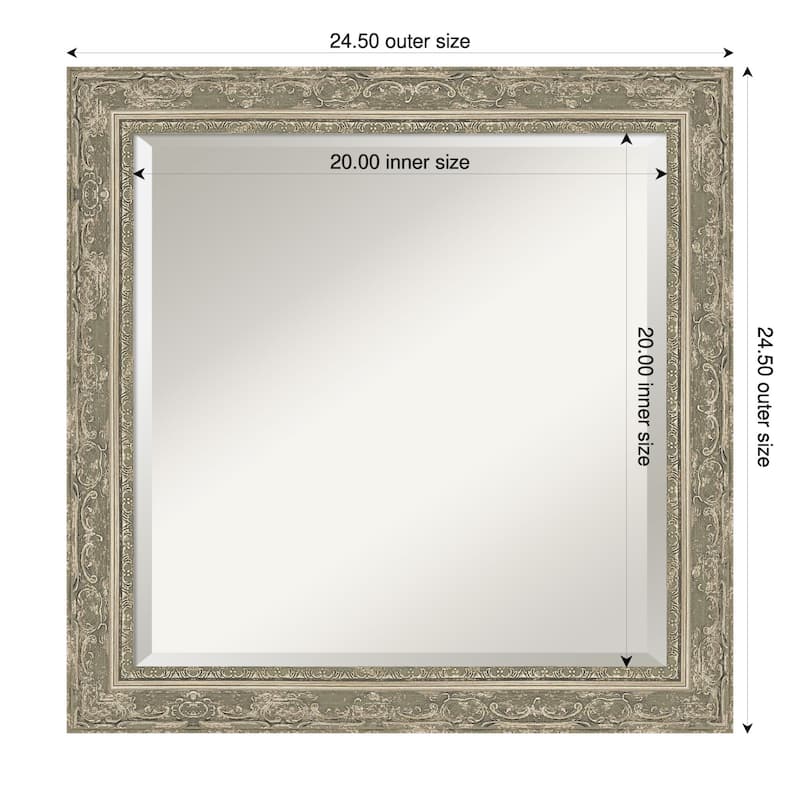 Filigree Beveled Framed Wall Mirror - 25 x 25 in - Filigree Silver