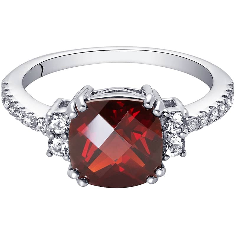 14k White Gold 2.78ct Garnet and White Topaz Ring