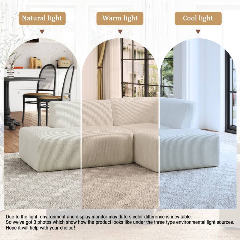 Oversized Corduroy Modular Sectional Fabric Sofa Set