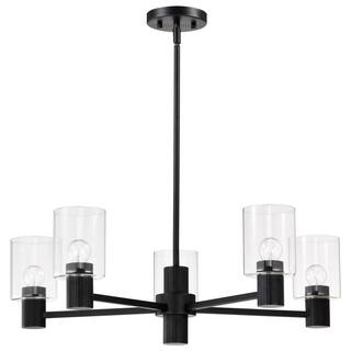Clarksville 28 Inch 5 Light Chandelier Matte Black with Clear Glass