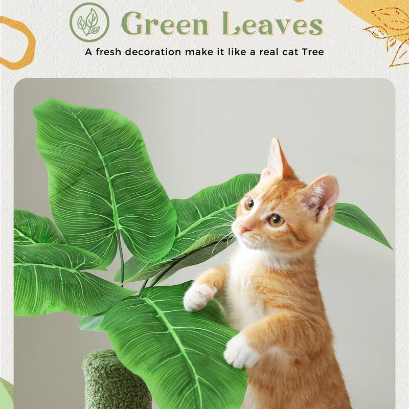 53" Cactus Design Cat Tree with Large Apartment - Green