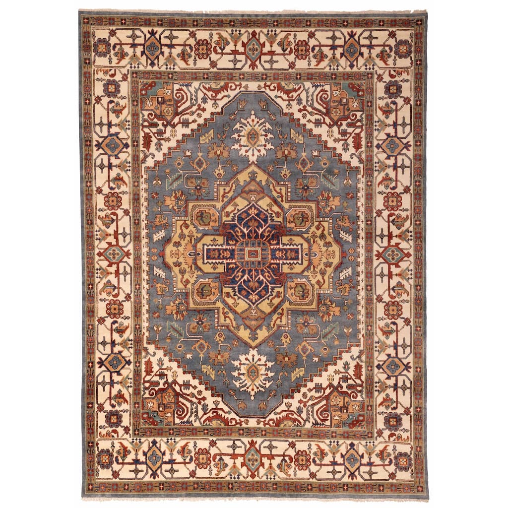 ECARPETGALLERY Hand-knotted Serapi Heritage Light Denim Blue Wool Rug - 10'0 x 13'9