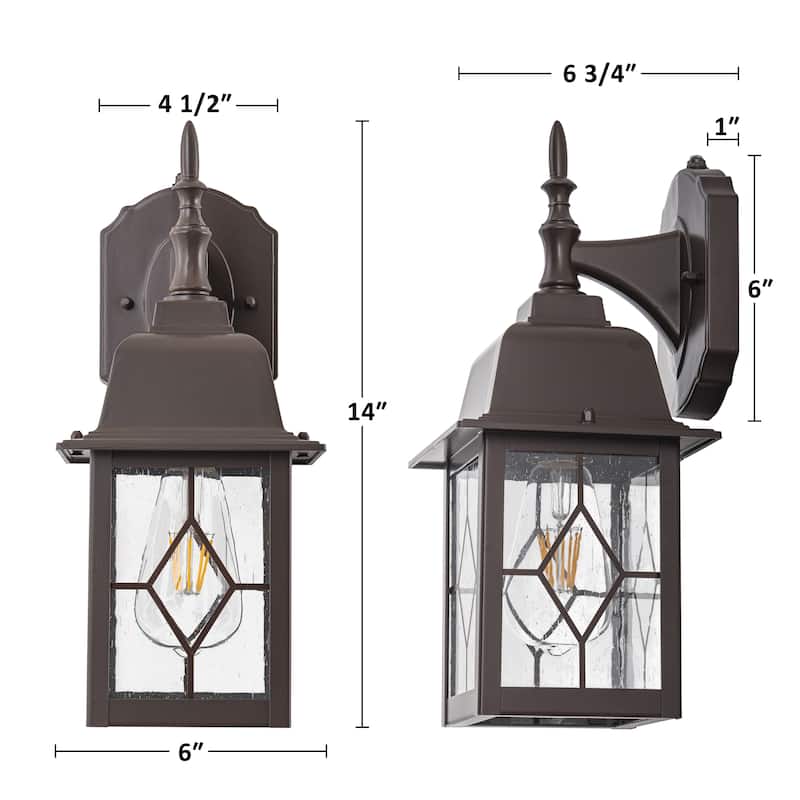C Cattleya 2-Pack ORB Dusk to Dawn Outdoor Wall Lantern Sconce with Seeded Glass