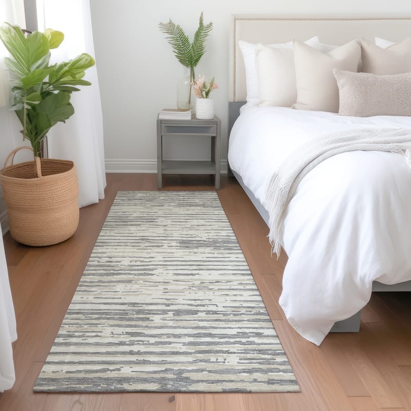 Premium Washable Super Soft Modern Scratches Mayfield Rug - Gray - 2'3" x 7'6"