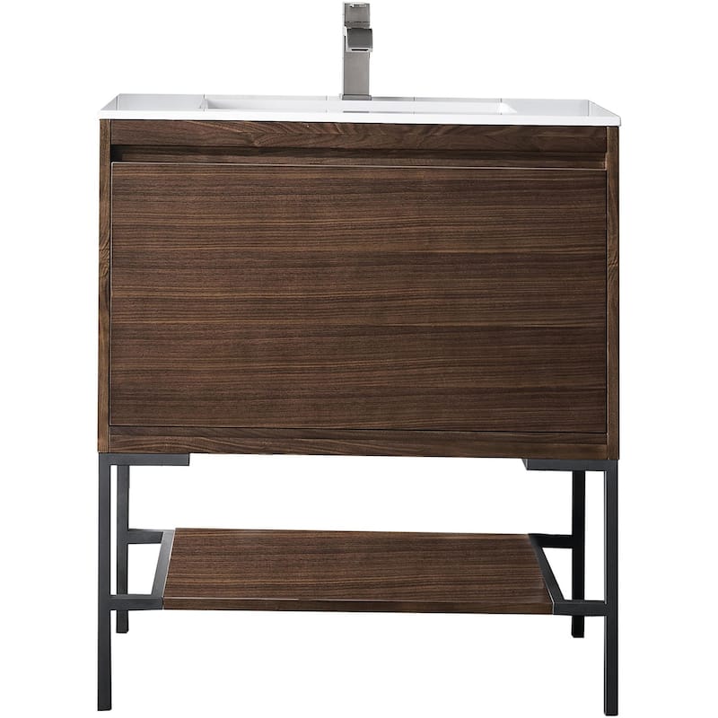 James Martin Vanities 805-V31.5-MB-GW Mantova 32" Single Basin Poplar - Mid-Century Walnut - Walnut Finish