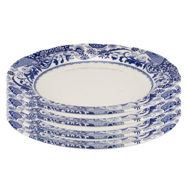 Spode Set of 4 Blue Italian Brocato Plates - Dinner size