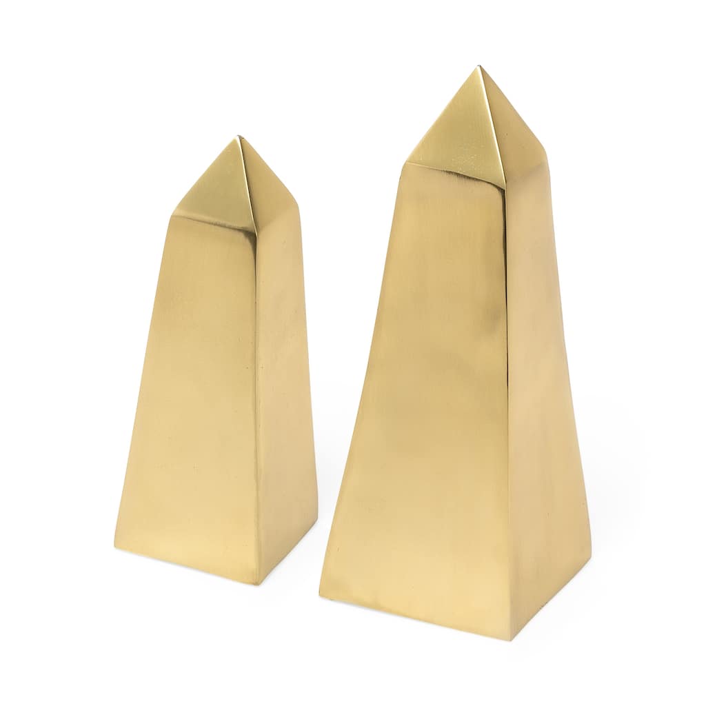 Giza (Set of 2) 4L x 4W Gold Elongated Pyramids - 3.9L x 3.9W x 10.6H