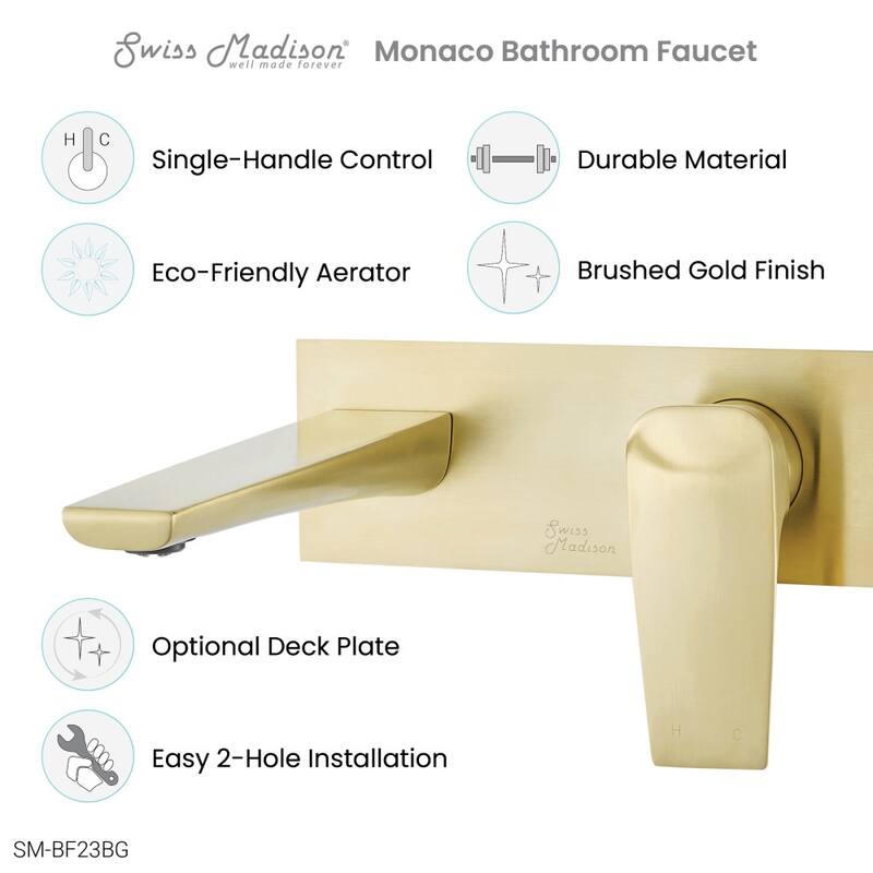 Monaco Single-Handle Wall-Mount Bathroom Faucet