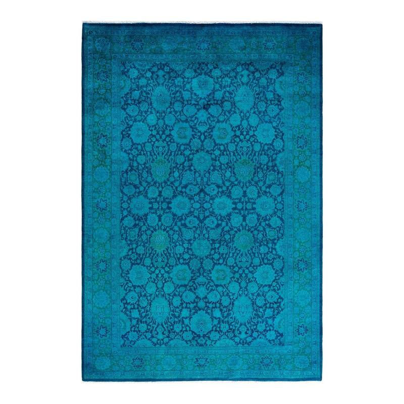 Fine Vibrance One-of-a-Kind Hand-Knotted Area Rug - Blue, 6' 2" x 9' 2" - 6' 2" x 9' 2"
