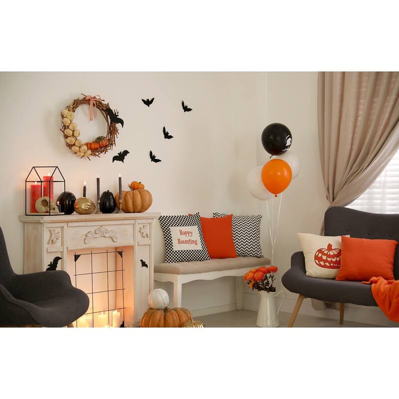 Halloween Happy Haunting Checks Accent Pillow