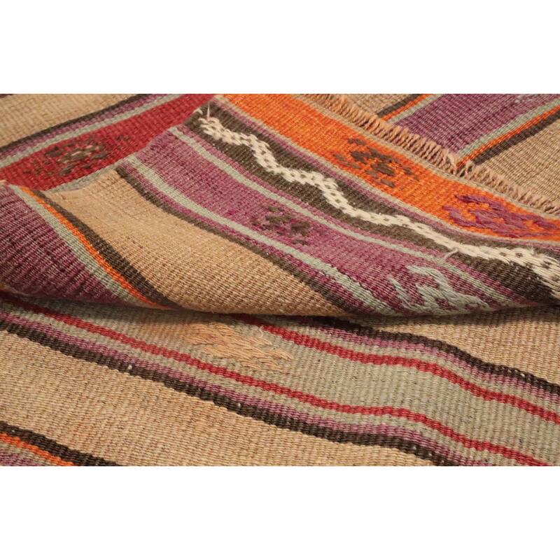 Hand Woven Oriental 100% Wool Carpet Southwestern Tribal Multi-Colored Kilim Area Rug - 7' 4'' X 4' 4''