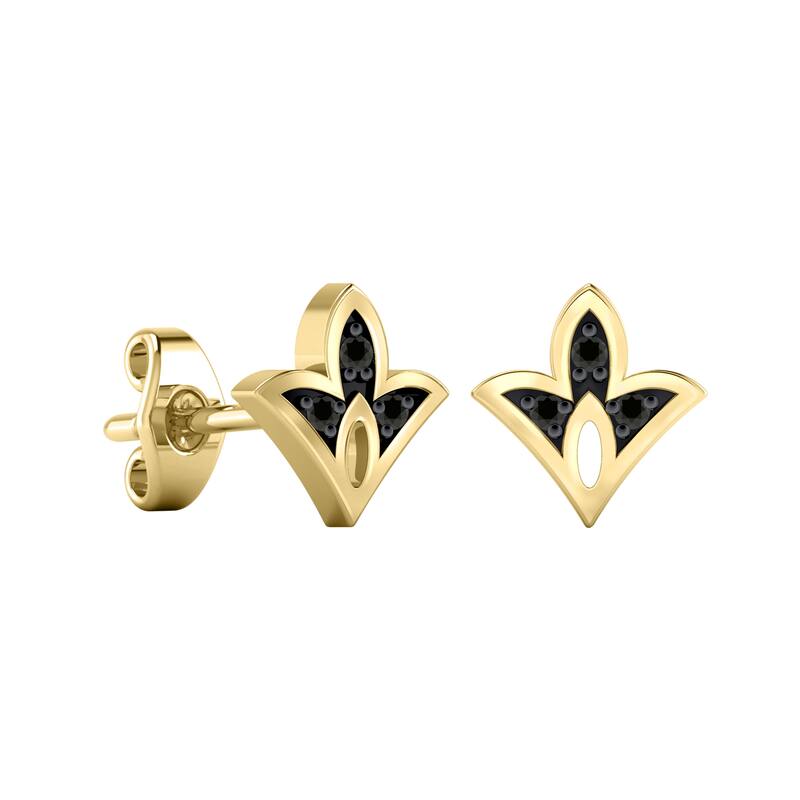 Auriya 0.04ctw Floret Micro-Pave Accent Black Diamond Earrings 14k Gold
