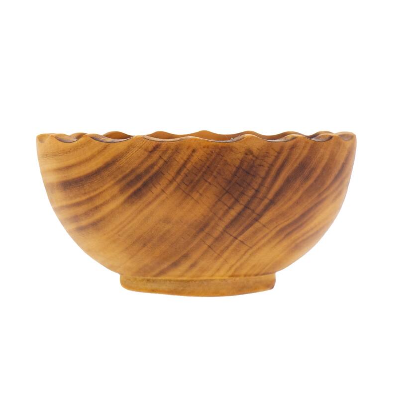 Nested Round Scalloped Jacaranda Wood Bowls, Set of 3