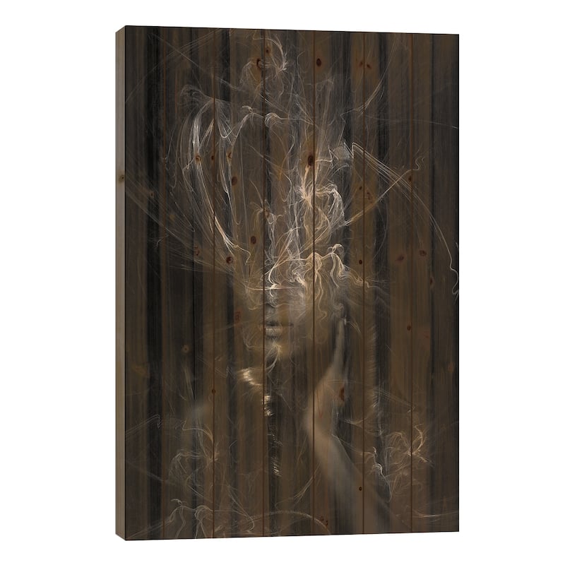 Thinking Print On Wood by Tatiana Amrein - Multi-Color - 26x18x1.5