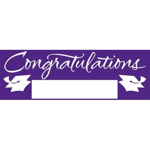 pack of 6 purple and white giant graduation party banners 5 free