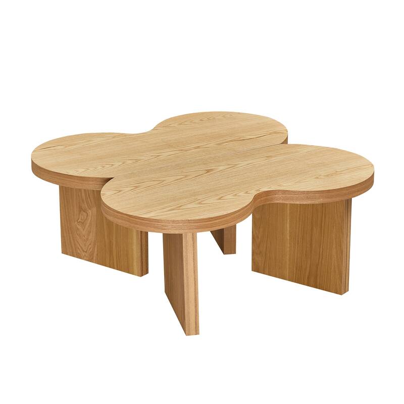 Accent Butterfly Coffee Table with Sturdy Legs, Wood Nesting Coffee Table, Modern Low Center Table for Living Room, Office