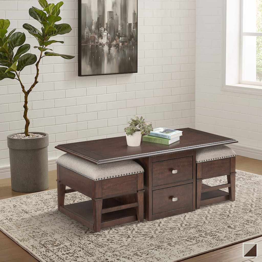 Hazen Coffee Table with Two Ottomans