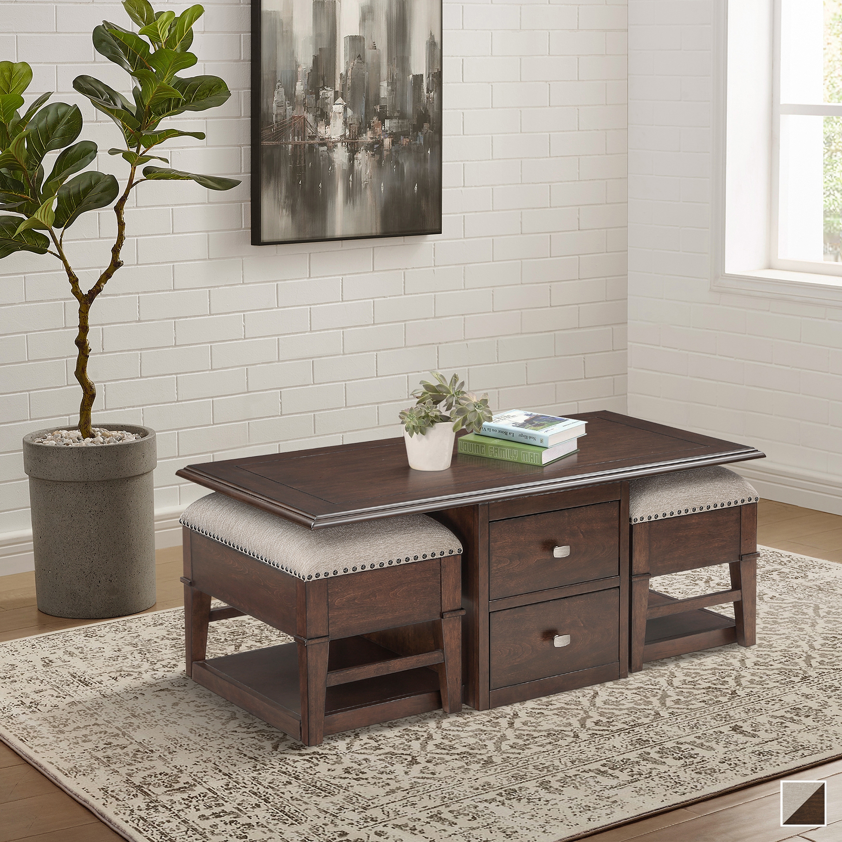 Fremont & Park Hazen Coffee Table with Two Ottomans