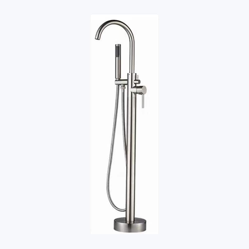 Floor Mount Bathtub Filler with Handheld Shower, Gold/Black/Sliver Freestanding Bathtub Faucet, Stand Alone Tub Faucet - Brushed Nickel