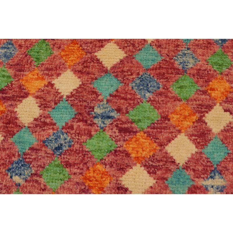 Shabby Chic Balochi Duffy Magenta/Blue Hand Knotted Wool Rug - 5'1'' x 8'4''