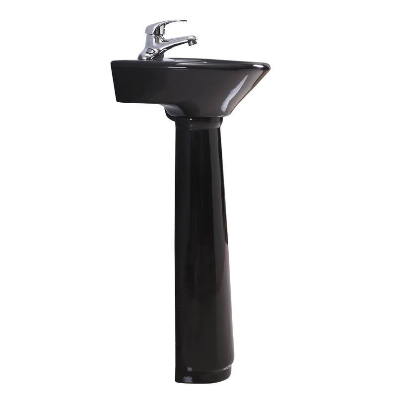 Renovators Supply Black Bathroom Small Pedestal Sink Vitreous China