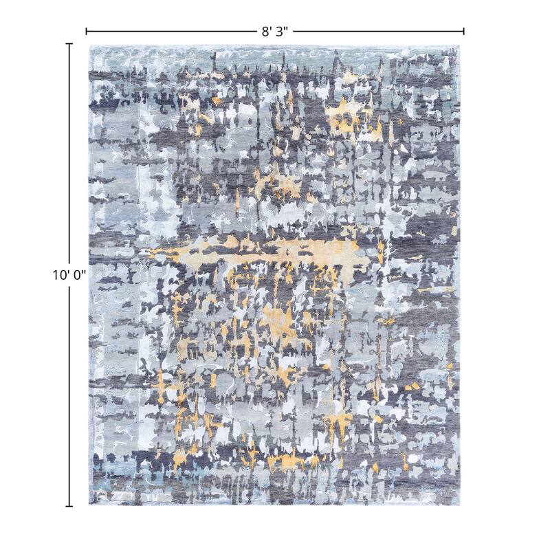 Modern One-of-a-Kind Hand-Knotted Area Rug, Gray - 8' 3" x 10' 0"
