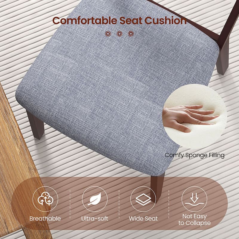 Gymax Upholstered Dining Chair Set of 4 Armless Cushioned Seat Hollow