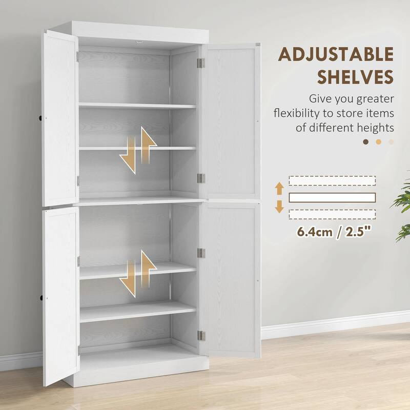 72" Kitchen Cabinet, Pantry Storage Cabinet with Doors and Shelves