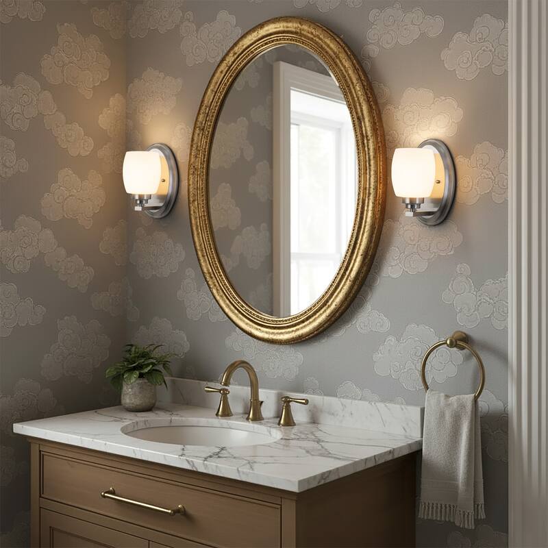 C Cattleya Vanity Light Indoor Wall Sconce Light with White Opal Glass