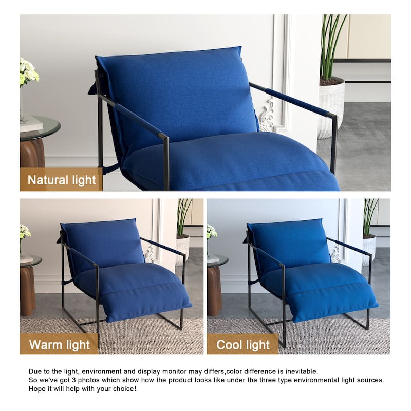 Fabric Armchair Metal Framed Sling Accent Chair