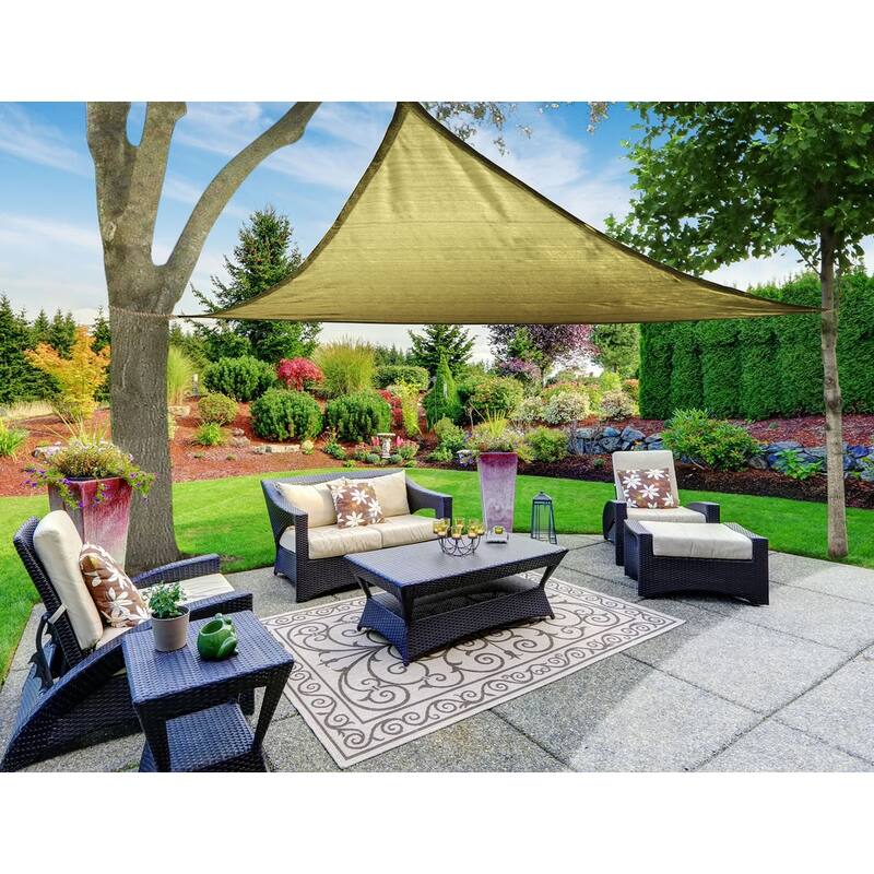 Boen Triangle Sun Shade Sail Canopy Awning UV Block for Outdoor Patio Garden and Backyard - Beige - 12'x12'x12' - 12'x12'x12' - Beige