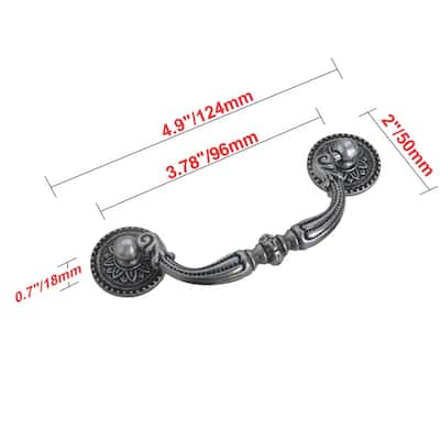 Utopia Alley Tipton Pull Handle - Decorative Cabinet Antique Iron Drop Pull Handles, 3.78" Center to Center