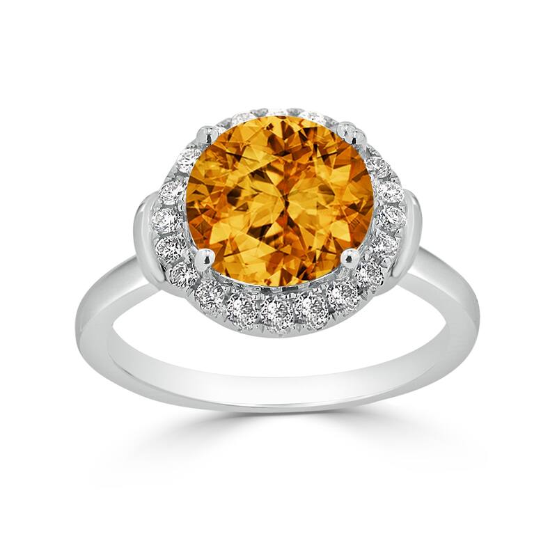 Auriya 3 5/8ct Round Citrine and Halo Diamond Engagement Ring 1/4ctw 14k Gold