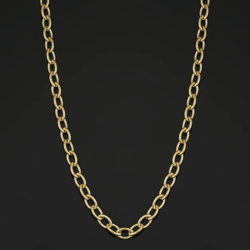 Solid 14k Gold Filled 5.1 mm Oval Link Chain Necklace for Men and Women (16, 18, 20, 24 or 30 inches)