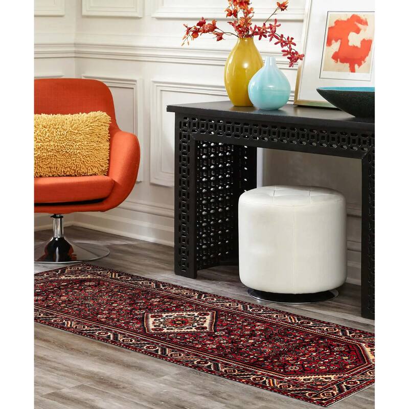 ECARPETGALLERY Hand-knotted Andelz Red Wool Rug - 3'4 x 10'2
