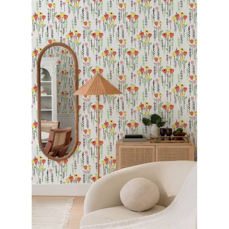 A-Street Prints Mabel Yellow Floral Field Wallpaper