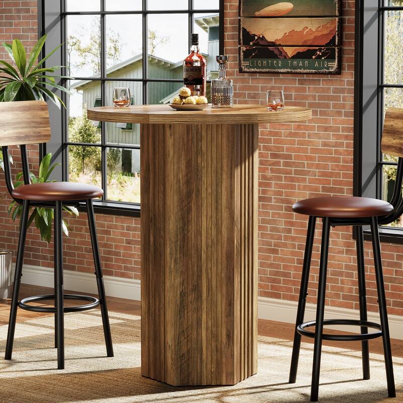Round Bar Table, Farmhouse High Top Pub Table