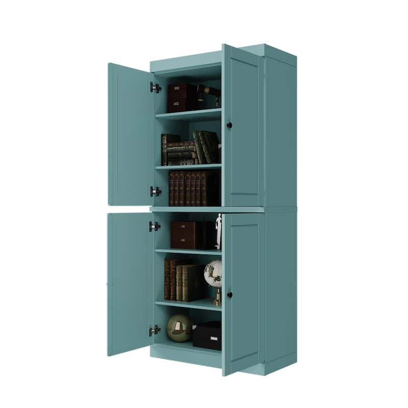 Palace Imports 100% Solid Wood 6-Shelf Bookcase with Solid Doors and Adjustable Shelves